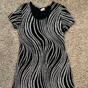 Slinky, vintage maxi dress with zebra stripe embellishment